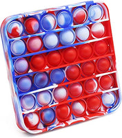 Fidget Toy Cheap Push Pop Fidget Toy, Push Pop Bubble Sensory Fidget Toy Silicone Pop Bubble Sensory Silicone Toy, Stress Reliever (Blue/Red/White Tie Dye-Square)
