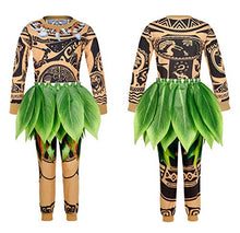 Load image into Gallery viewer, WonderBabe Boys Maui Costume 3-Piece Outfits Toddler Kids 3D Digital Print Cartoon Tattoo T Shirt /Pants Set Halloween Costume Cosplay Size 6T Brown
