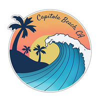Capitola Beach California Souvenir 4-Inch Vinyl Decal Sticker Wave Design