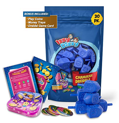 30 Medium Blue Dreidels - Classic Chanukah Spinning Draidel Game, Gift and Prize - Bulk Value Pack - by Izzy n Dizzy