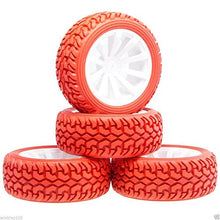 Load image into Gallery viewer, 4Pcs RC 602-8019 Red Rally Tires Tyre Wheel Rim For HSP 1:10 On-Road Rally Car
