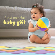 Load image into Gallery viewer, Plush Rainbow Fabric Ball Rattle | Soft Plush Ball for Baby &amp; Toddlers | Baby First Ball | Infant Rattle Ball Toy | Rainbow Plush Ball | 0-36 Months
