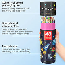 Load image into Gallery viewer, Arteza Kids Colored Pencils, Set of 48, Metallic and Neon Colors, Triangular Pencil Crayons, Pre-Sharpened, Art and School Supplies for Younger Student Drawing and Doodling
