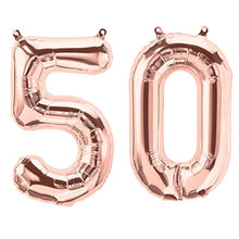 Load image into Gallery viewer, Rose Gold 50th Birthday Decorations for Women, 50 Birthday Party Supplies include Foil Fringe Curtains, Happy Birthday Balloons,Birthday Tiara &amp; sash, Cake Topper
