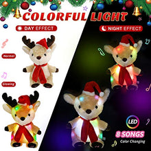Load image into Gallery viewer, Housbaby Christmas Musical Light up Reindeer LED Stuffed Animals Rudolph Plush Toys Lullaby Singing Animated for Toddlers Xmas Gift Holiday,Brown,13&#39;&#39;
