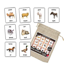 Load image into Gallery viewer, Farm Animals Flash Cards - 27 Laminated Flashcards | Homeschool | Montessori Materials | Multilingual Flash Cards | Bilingual Flashcards - Choose Your Language (Turkish + English)
