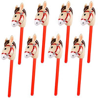 8PCS Inflatable Stick Horse - Pony/Christmas/Western Cowboy/Horse Baby Shower Birthday Party Decorations Supplies Favors Inflatable Horse Head Costume Stick (37 Inches)
