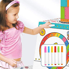 Load image into Gallery viewer, JW-MZPT DIY Doodle Play House, DIY Drawing Art Craft Set for Children Cardboard Playhouse Painting House for Painting and Decorating
