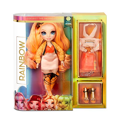 Surprise Rainbow High Poppy Rowan - Orange Clothes Fashion Doll with 2 Complete Mix & Match Outfits and Accessories, Toys for Kids 6 to 12 Years Old,1 x 1 x 1 inches