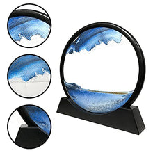 Load image into Gallery viewer, Muyan Moving Sand Art Picture Sandscapes in Motion Round Glass 3D Deep Sea Sand Art for Adult Kid Large Desktop Art Toys (Blue, 7 Inch)
