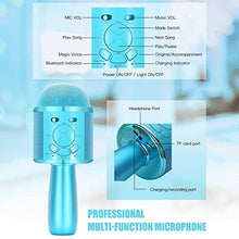 Load image into Gallery viewer, BONAOK Karaoke Microphone for Kids, Portable Wireless Bluetooth Singing Mic with Flashing Lights &amp; Magic Voices, Fun Toy for Girls and Boys Home Party Birthday Christmas V07(Blue)

