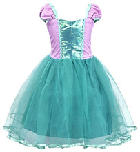 Load image into Gallery viewer, HenzWorld Little Girl Mermaid Dresses Costume Princess Dress up Cosplay Birthday Party Outfits Tulle Tutu Skirt Accessories Jewelry Children Age 7-8 Years
