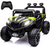 sopbost 4X4 Ride-On UTV Buggy 12V Ride On Toy Car w/ 2.4G Remote Control Electric Ride On Off-Road Truck Car with Spring Suspension for Kids Toddlers, Music Play, Green