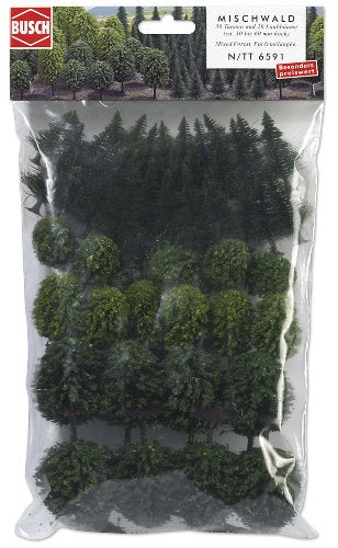 Busch N Scale Mixed Forest Trees pkg(50) - 1-3/16 to 2-3/8