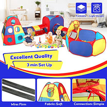 Load image into Gallery viewer, LandCorer 5-Pcs Kids Ball Pit Tents and Tunnels, Creative Play Tent for Kids with Crawl Tunnel Toy, Lightweight Pop Up Toddler Playhouse Tent - Easy Carrying Toys for Boy Girl Babies Infants Children
