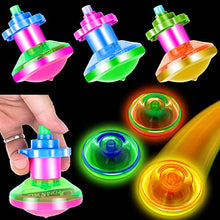 Load image into Gallery viewer, PROLOSO 15 Pack Light Up Spinning Tops for Kids LED Gyro Flashing Peg-Top Spinner Toys Glow in The Dark Party Favors Bulk
