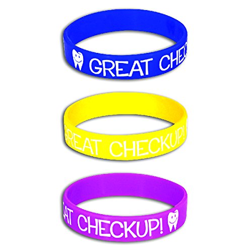 Pack of 12 Printed Theme Silicone Bracelets, Party Favors for Kids (Dental)