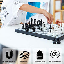 Load image into Gallery viewer, LXLTL Folding Magnetic Travel Chess Set, for Kids Or Adults Chess Board Game with Digital Professional Chess Timer (Gold&amp;Silver Chess Pieces),32x32cm
