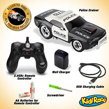 Load image into Gallery viewer, KidiRace Remote Control Police Car Toy with Lights and Sirens for Boys - Rechargeable Cop Car - Durable RC Police Car Toy for Kids 3 Years and Up
