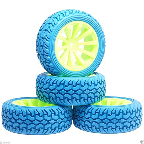 Toyoutdoorparts 4Pcs RC 603-8019 Blue Rally Tires Tyre Wheel Rim for HSP 1:10 On-Road Rally Car