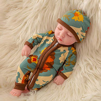 Alician 10 Inch Simulation Doll Durable Vinyl Reborn Doll Baby Toy QW-04 Watercolor Flower Robes Winking boy