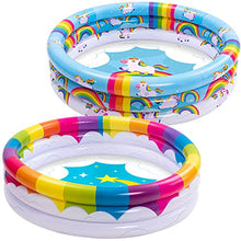 Load image into Gallery viewer, Inflatable Kiddie Pool, Rainbow Unicorn Baby Swimming Pool 3 Ring Summer Fun Swimming Pool for Kids, Water Pool for Summer Fun, 47 inches, for Ages 3+

