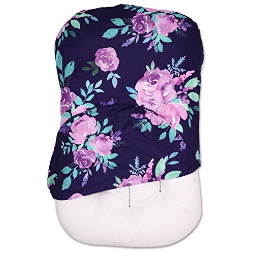 Baby Padded Loungers Cover, Purple Flower Newborn Lounger Cover Boys & Girls, Baby Nest Case, Removable Nest Slipcover, Ultra Comfortable Comfy, Snugly Fit(Lounger not Included)