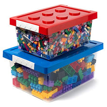 Load image into Gallery viewer, ASH BRAND Toy Organizer Set of 2 Large and Small Brick Shaped Storage Containers for Building Brick Storage, Small Dolls, bricks toys, Small Kids Toys - Plastic Kids Toy Chest
