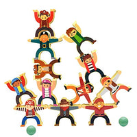 14pc Wooden Pirate Stacking Games Set, Balance Building Block Toys Suitable for Children Over 3 Years Old, Early Education Educational Toy