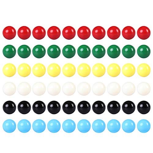 Laviesto Game Replacement Marbles,60pcs 9/16 in Solid Color Game Balls for Chinese Checkers,Aggravation Game,Marble Run,Marble Games(6 Colors)