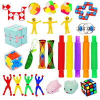 Fidget Toys Set,relieve anxiety,Soothing Marble Fidgets,Squeeze Bean,Fidget Toy Chain,Magic Cube Infinity Cube Toy& More