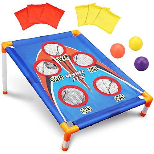 TOY Life Kids Cornhole Set Outdoor Games for Kids Outdoor Toys for Kids 4-8-12 Bean Bag Toss Kids Games Outside Toys for Kids Backyard Games with 6 Bean Bag Toss 3 Corn Hole Balls Kids Games Ages 4-8