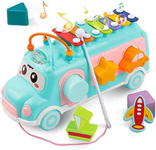 Load image into Gallery viewer, DeXop Baby Toy Musical School Bus,Knocking Piano Car with Shape Puzzles,Sensory Toys for Toddlers 1-3,Educational Learning Gift for Girls and Boys
