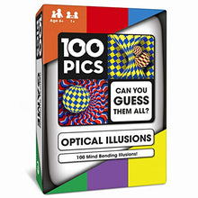 Load image into Gallery viewer, 100 PICS Optical Illusions Travel Game - Try 100 Illusions | Flash Cards with Slide Reveal Case | Card Game, Gift, Stocking Stuffer | Hours of Fun for Kids and Adults | Ages 5+
