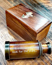 Load image into Gallery viewer, Personalized Telescope,Nautical Brass Telescope w/Wooden Box, Nautical Gift, Vintage Telescope Antique Telescope Pocket Telescope Gift for Kids
