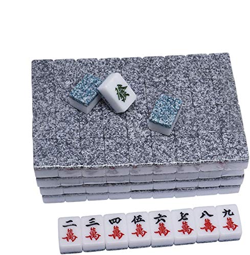 LSZ 144 Pcs Mahjong Set Dice Acrylic Imitation Marble Travel Portable Multiplayer Board Game Entertainment Casual Party Activities Game Mahjong