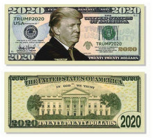 Load image into Gallery viewer, AAC / PCSCP Pack of 100 - Donald Trump 2020 Re-Election Presidential Dollar Bill - Limited Edition Novelty Dollar Bill with Bonus Trump
