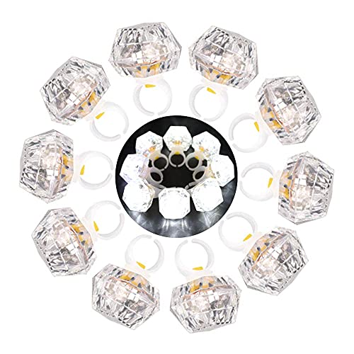 LED Light up Rings Toys, DAOKEY White Led Bumpy Rings for Birthday Bachelorette Bridal Shower Gatsby Party Favors, Clear Case 10 Pack