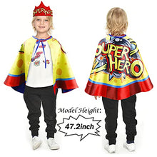 Load image into Gallery viewer, Boys Girls Superhero-Cape-Costume for Kids, Super Hero Word Dress-Up Cape and Headband as Halloween Party Favors
