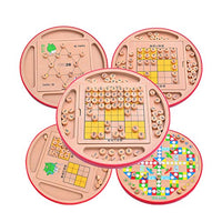 BARMI 1 Set Games Fine Workmanship Multifunctional Wood Puzzle Games for Children,Perfect Child Intellectual Toy Gift Set Pink