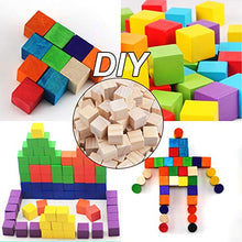 Load image into Gallery viewer, Wood Cubes,100pcs Square Blocks Unfinished Cubic Wooden for Math Counting Craft Childlike Game - 1.5CM
