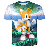Boys Cartoon Sonic Clothes Girls 3D Funny T-Shirts Costume Children Spring Clothing Kids Tees Top Baby T Shirts (12T)