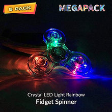 Load image into Gallery viewer, Fidget Spinner [5 Pcs] MEGA Pack |TornadoZ Crystal Rainbow LED Light Up Clear Fidget Toy| Sensory Finger Toy | for Anxiety Stress Relief | Boy Girl Teen Adult
