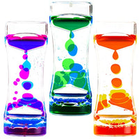 LYPGONE Liquid Motion Bubbler Timer Pack of 3 Hourglass Liquid Bubbler Sensory Toys ADHD Fidget Toy Anxiety Autism Toys Calm Relaxing Desk Toys