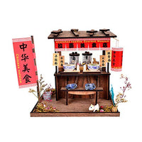 HEYANG DIY Miniature Dollhouse Kit Chinese Restaurant Building Model and LED Light 3D Assembled Toy Gift Ancient Chinese Store