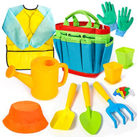 Meland Kids Gardening Tools - Toddler Garden Tools Set - Shovel, Rake, Trowel, Watering Can, Gardening Gloves - Garden Toys Gift for Preschool Boys & Girls (Garden Tools with Tote Bag)