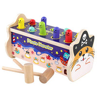 NUOBESTY Wooden Pounding Bench with Hammer Pounding Toy for Toddlers (Pirate Hamster)
