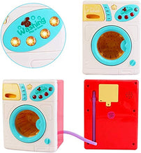 Load image into Gallery viewer, JIMMY&#39;S TOYS Housekeeping Kids Electric Toy Playset, Iron, Ironing Board, Washing Machine, Basket, and Hangers - Includes Detergent Boxes (Lights up with Sound, and Realistic Spinning)
