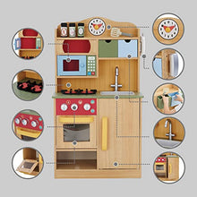 Load image into Gallery viewer, Teamson Kids Little Chef Florence Classic Play Kitchen with Oven, Stove, Mircowave and Sink, Tan/Multicolor, TD-11708A-AMZ , Brown
