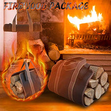 Load image into Gallery viewer, Ussuma Waxed Canvas Firewood Log Carrier Bag, Large Canvas Firewood Carrier Log Tote Bag Indoor Fireplace Log Carrier Holders, Durable Tote for Fire Wood, with Handles Security Strap (Black)
